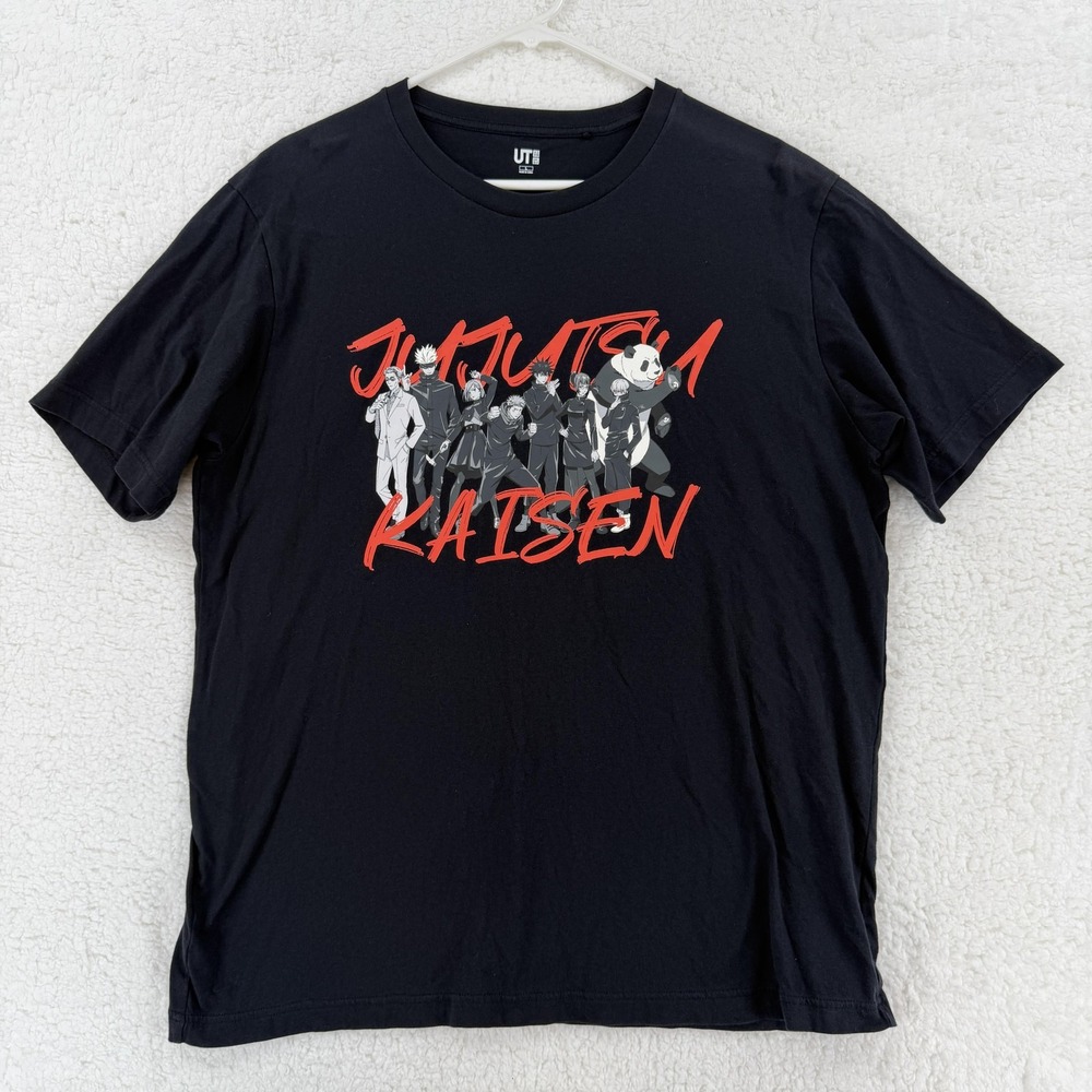 Jujutsu Kaisen Uniqlo Shirt Mens Large Black Anime Graphic Tee UT Double Sided